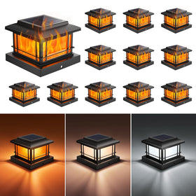 NIORSUN solar post light with flickering flame for cozy dusk ambience