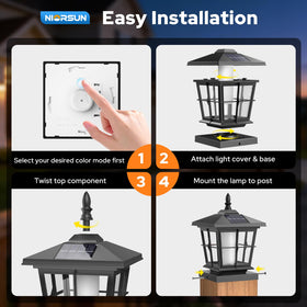 NIORSUN fence-cap lights glow safely at night on post caps