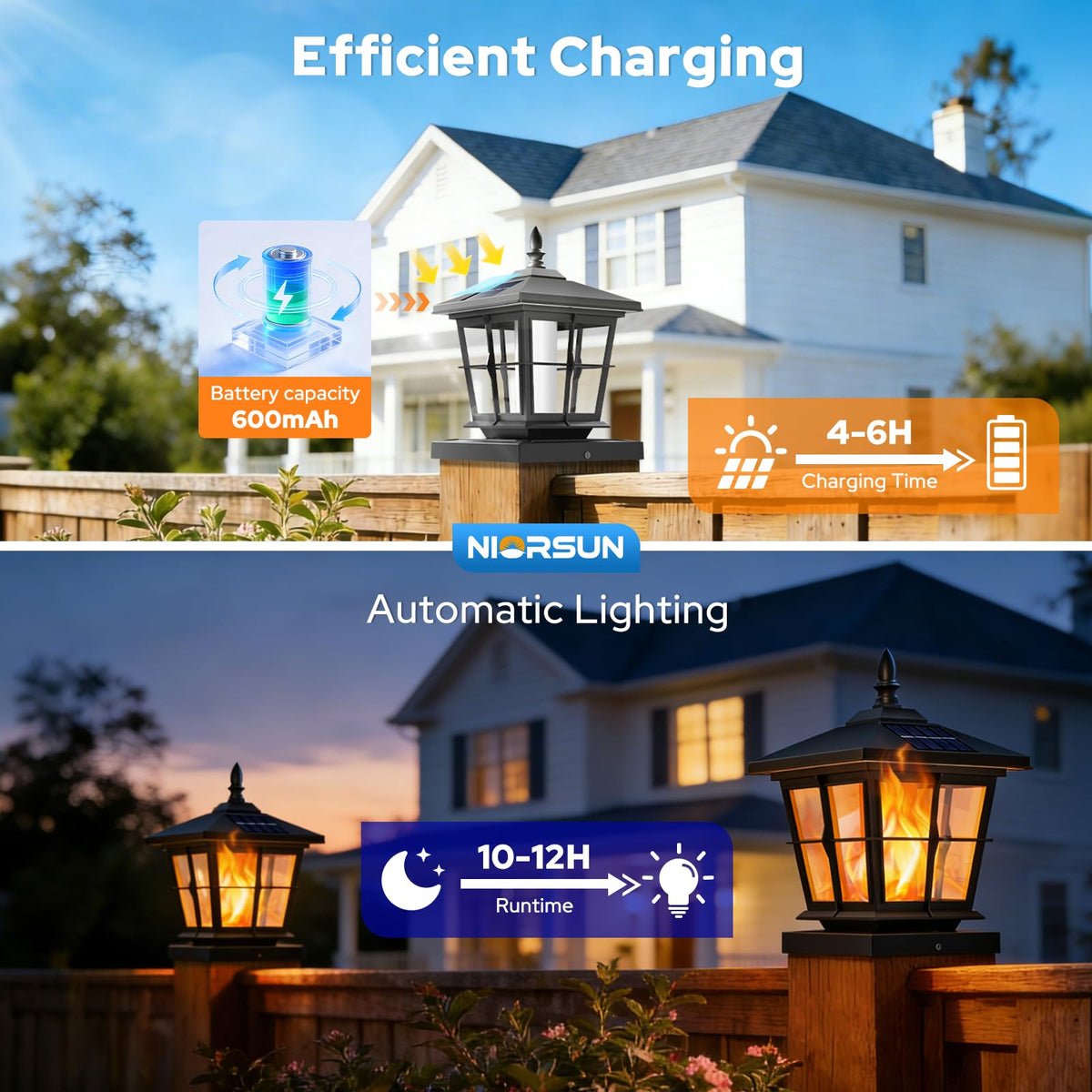 NIORSUN IP64 waterproof post lights withstand rain and snow for fence or deck