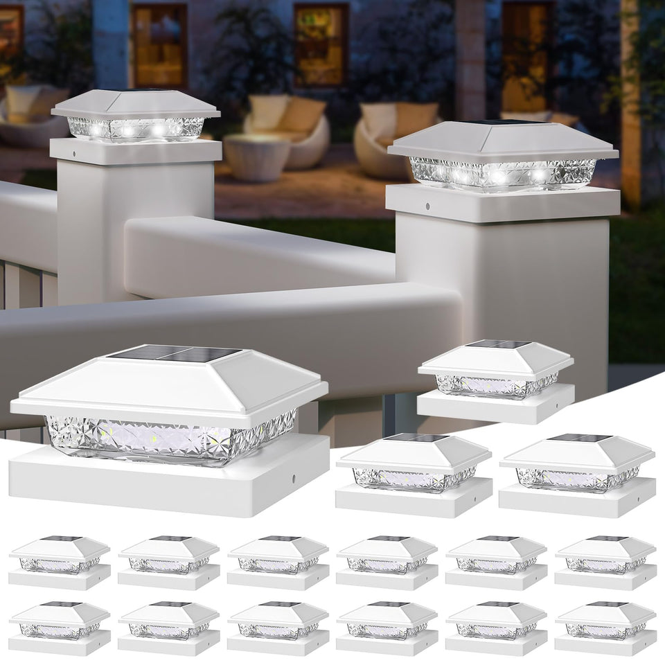 NIORSUN solar post lights on fence post in cool white for crisp outdoor illumination