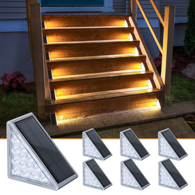 NIORSUN solar step light installed on stairs for safer nighttime footing.