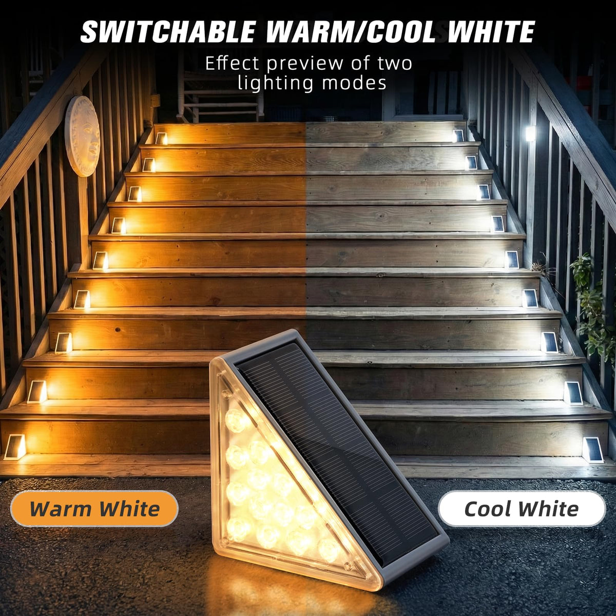 NIORSUN warm ambient 3000K glow on patio steps for cozy evenings.