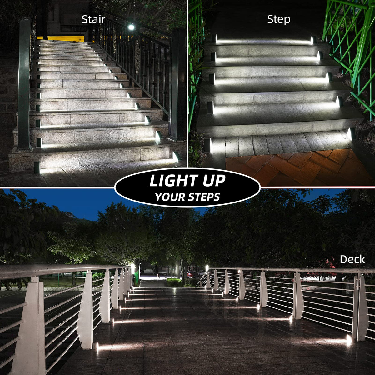 NIORSUN IP67 waterproof rating keeps outdoor stair lights rain-ready year round.