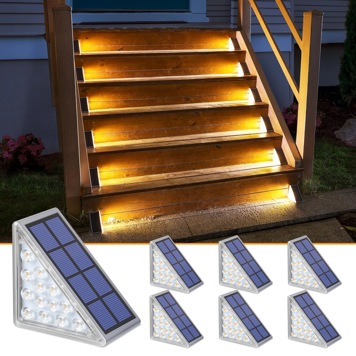 NIORSUN solar step lights triangle design illuminate stairs safely