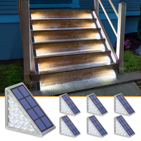 NIORSUN Solar Step Lights triangle design enhances outdoor stair safety at night.