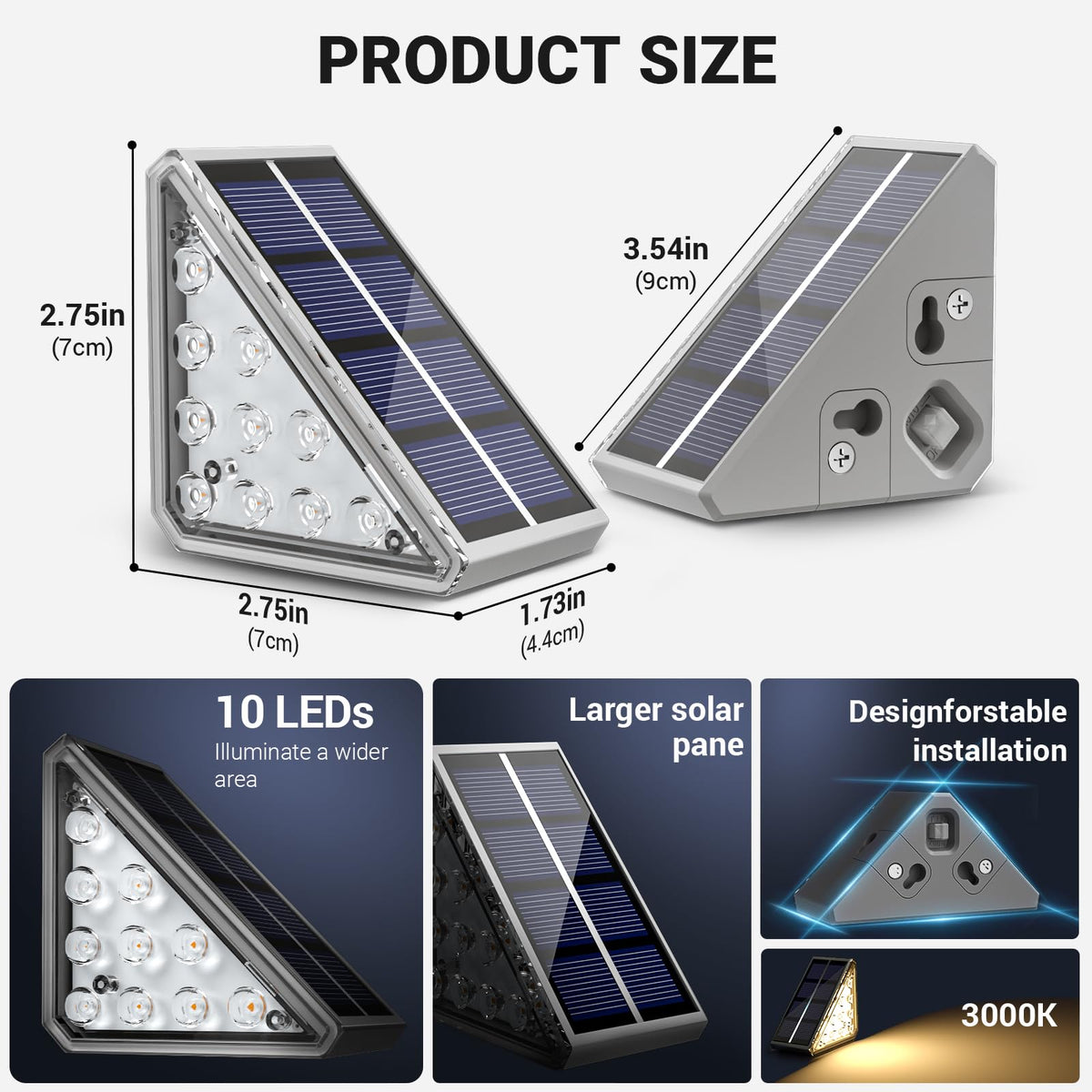 NIORSUN Solar Step Lights with 10 LEDs deliver bright warm-white lighting at dusk