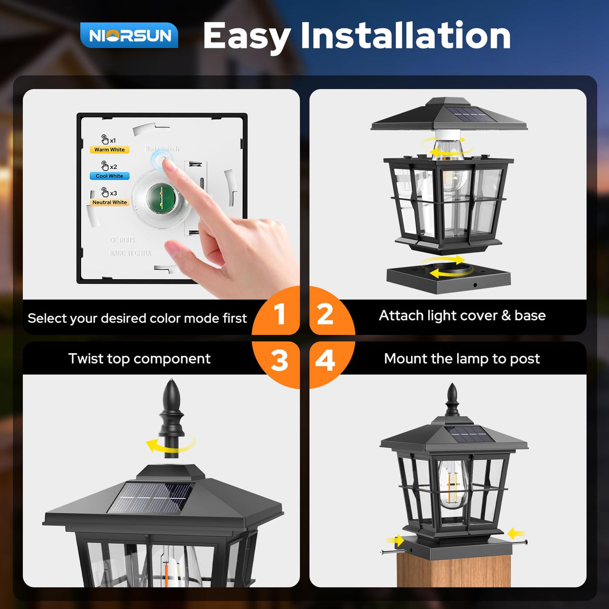 NIORSUN two-pack black finish adds modern contrast to outdoor spaces.