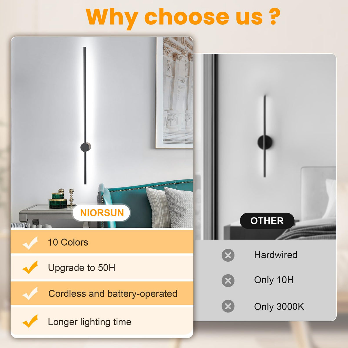 NIORSUN ambient lighting for bedrooms or living rooms with remote control