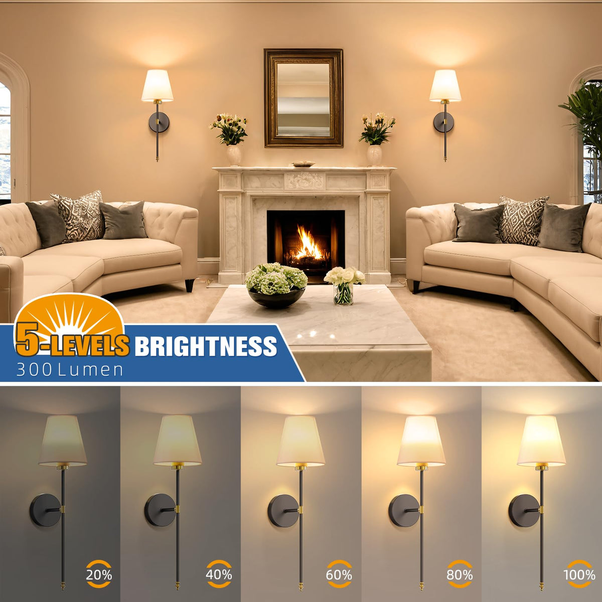 NIORSUN sconce remote control simplifies adjusting brightness from sofa.