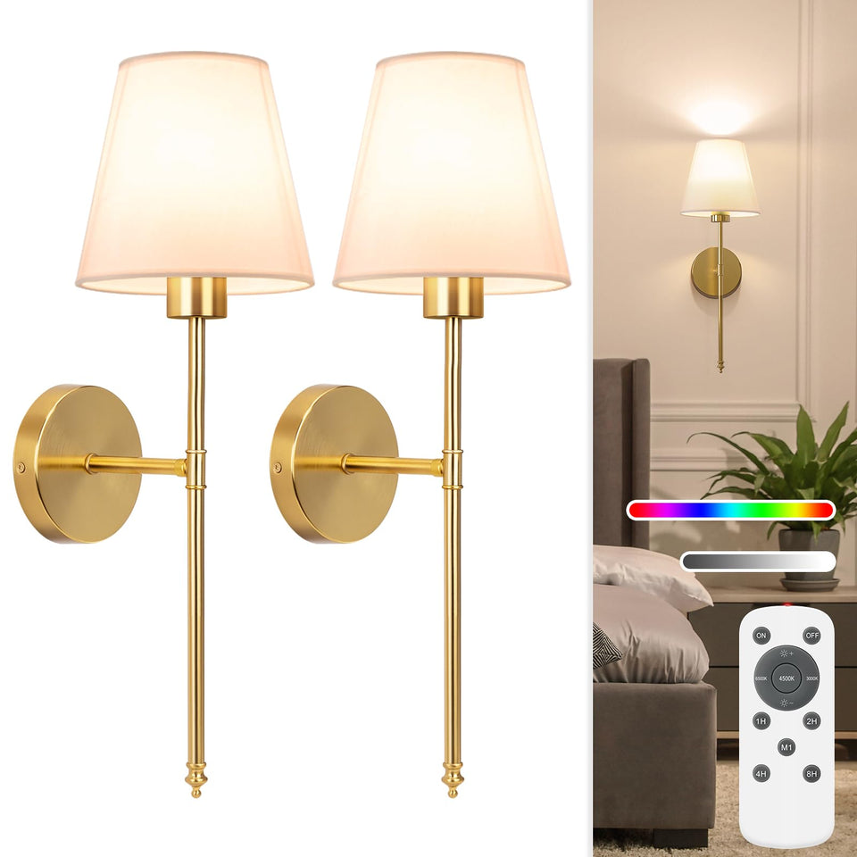 NIORSUN wireless wall sconce in gold close-up for stylish living room ambiance