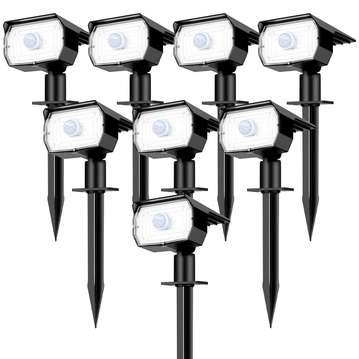 Nipify 8-pack 56 LED solar spotlight brightens garden paths.