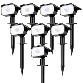 Nipify 8-pack 56 LED solar spotlight brightens garden paths.