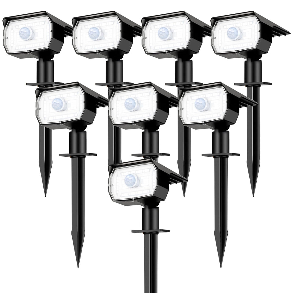 Nipify 8-pack 56 LED solar spotlight brightens garden paths.