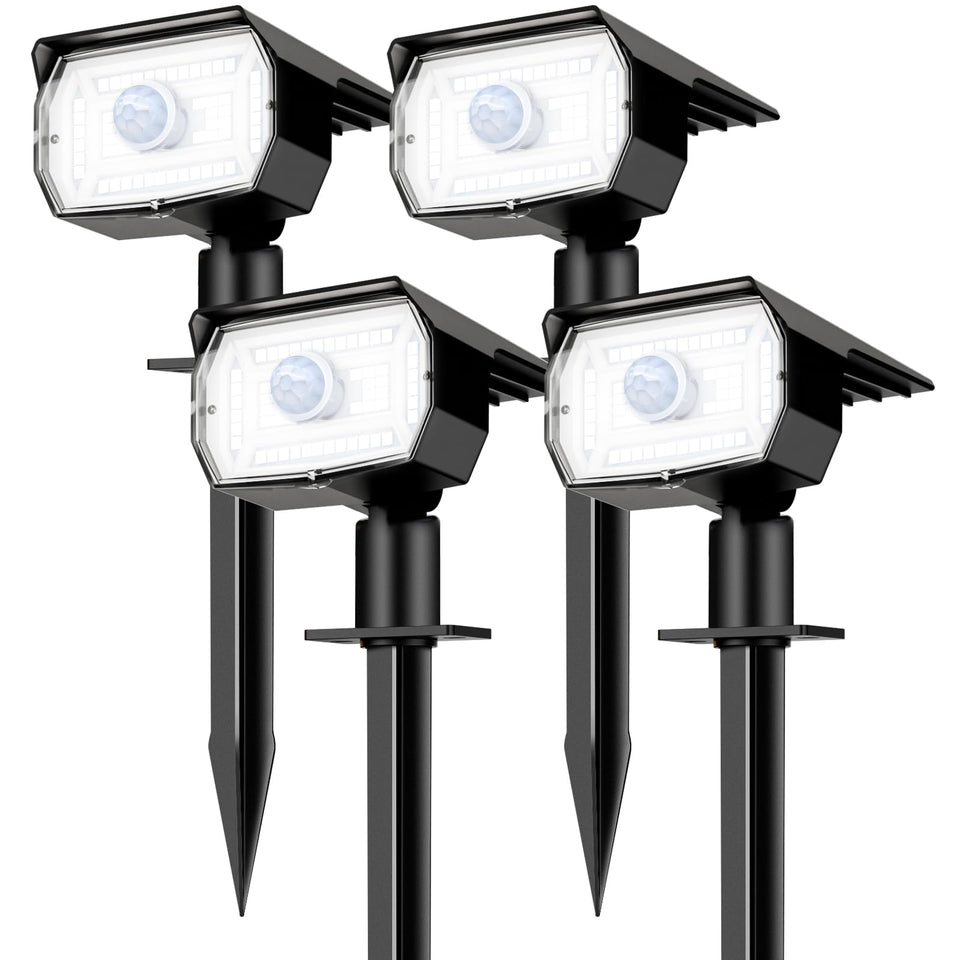 Nipify solar lights outdoor spotlight four-pack brightens yards and pathways.