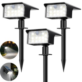 Nipify solar spot lights LED array illuminating a nighttime garden