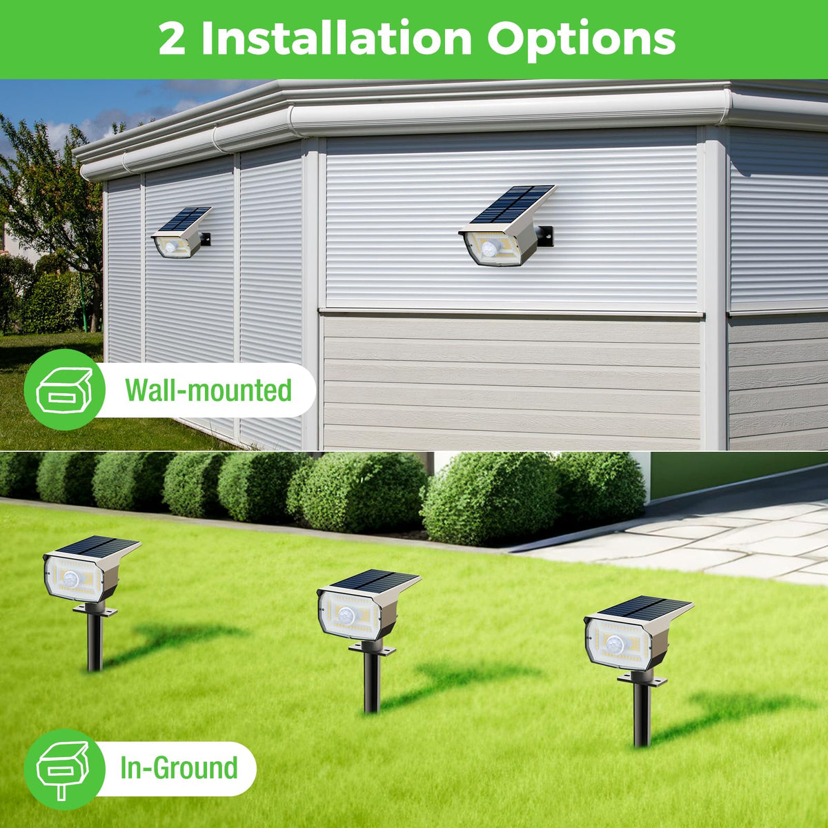 Nipify solar spot lights offer 3 modes for versatile outdoor lighting