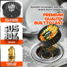 Nipoko stainless steel body with brass pop-up core provides durability and smooth operation