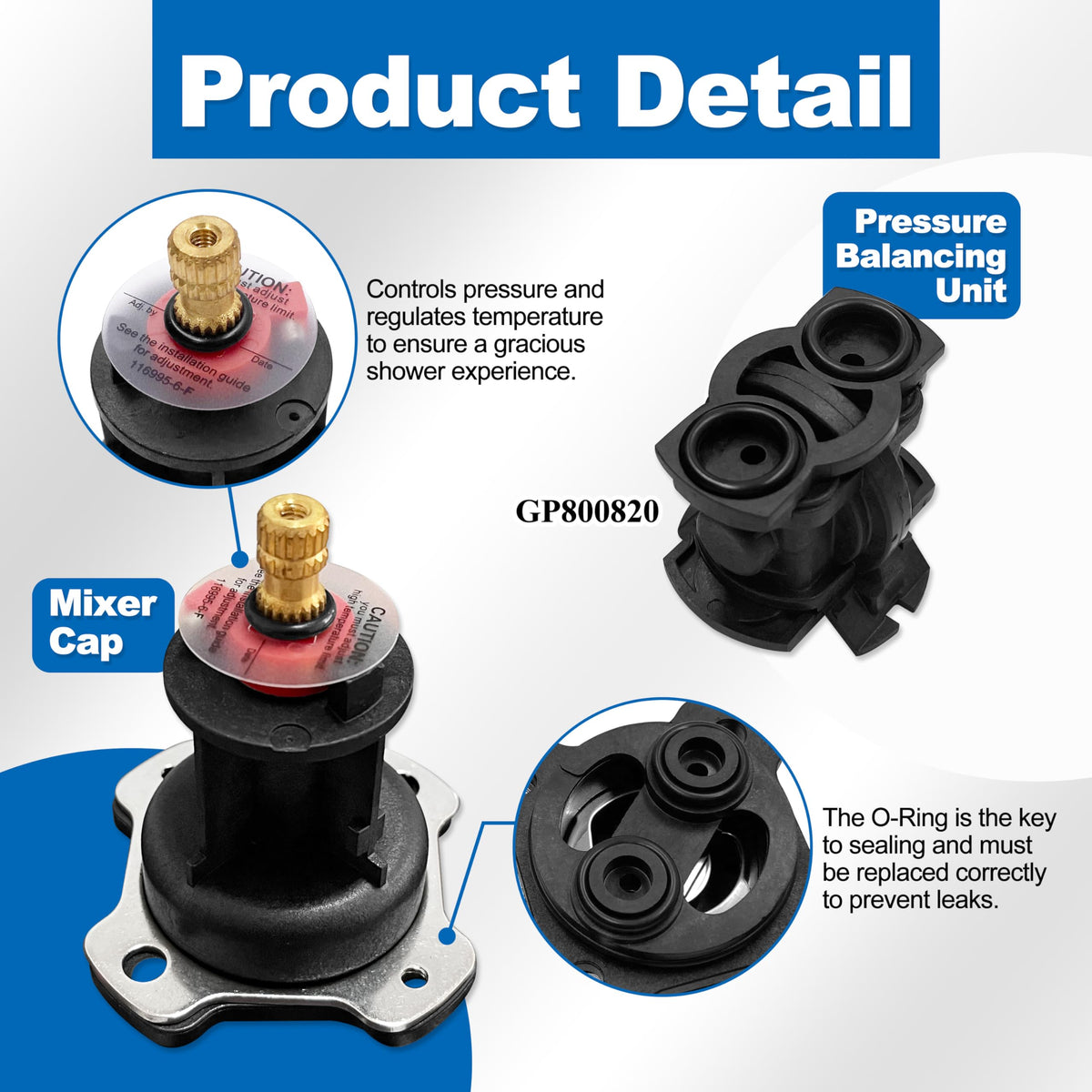 Clear O-ring placement guidance aids installation and prevents leaks.