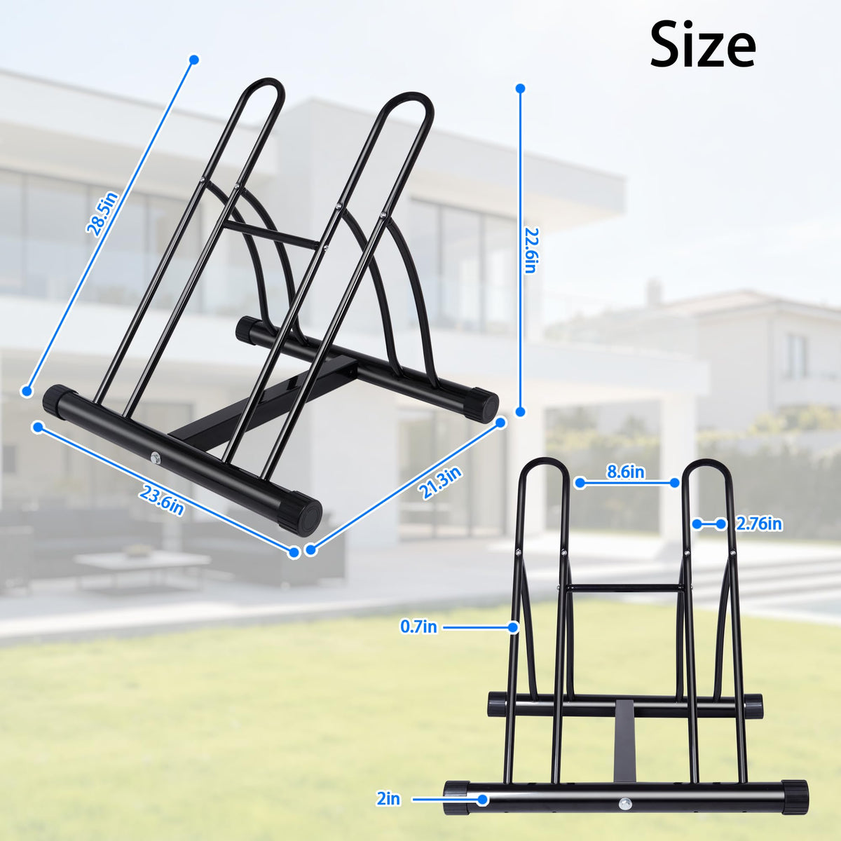 NiQinWuKin Bike Rack side view highlights dual-bike capacity and stability