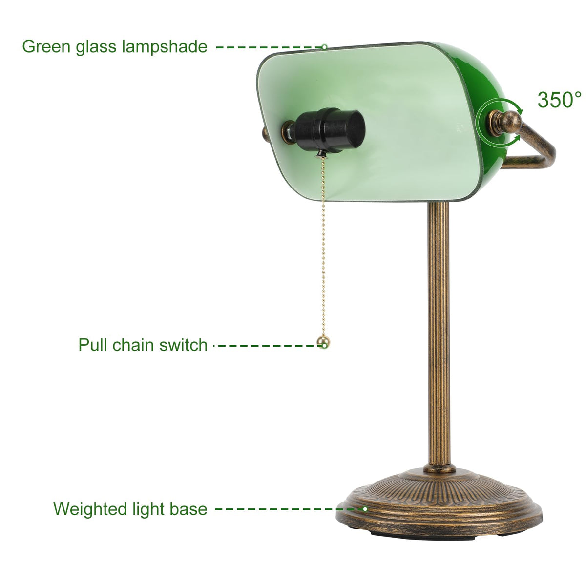NISSAFORS green shade rotates 350° for flexible lighting directions.