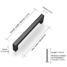 NISUOIEN black dresser pulls close-up showing modern square design and finish.