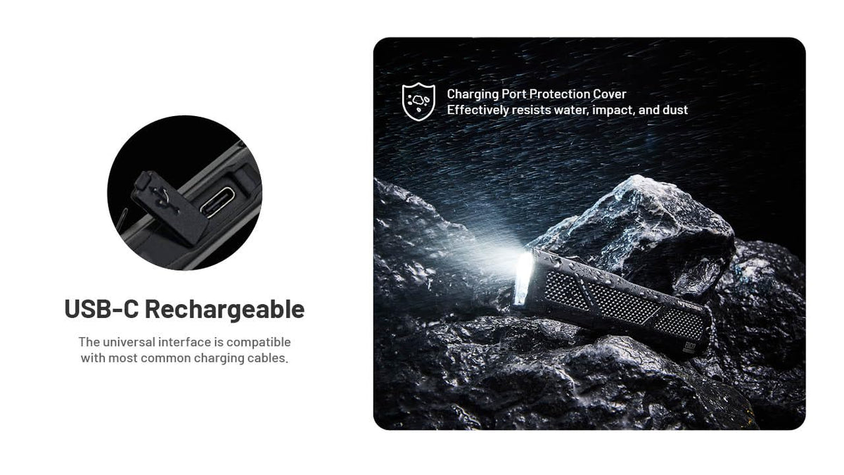Nitecore EDC17 IPX7 waterproof design for rain or immersion.