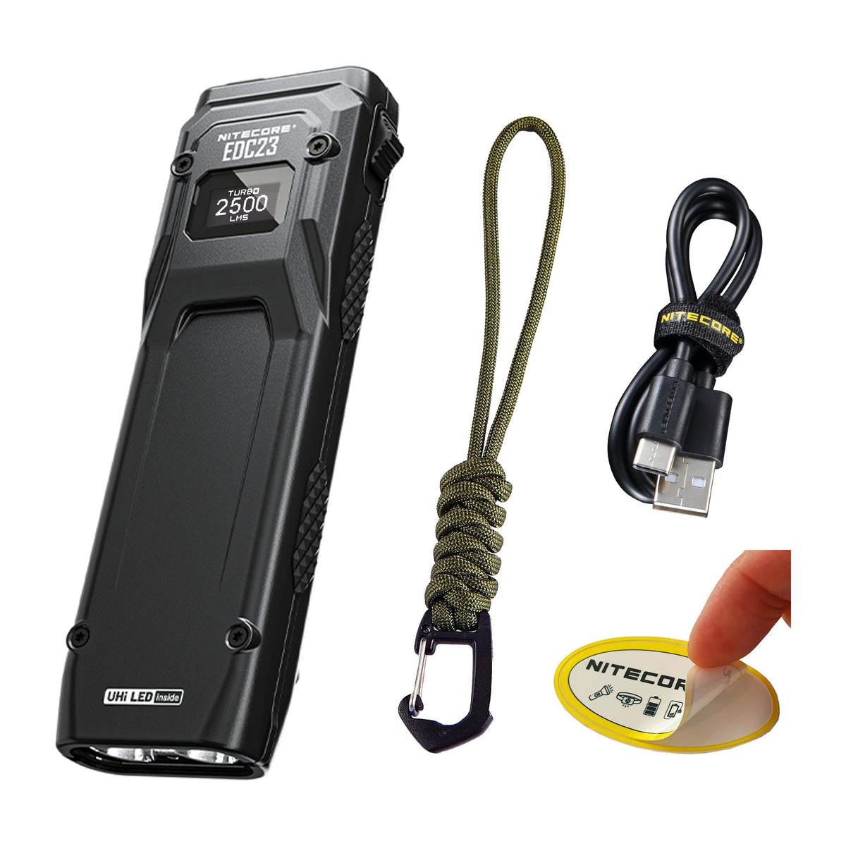 Nitecore EDC23 ultra-slim flat flashlight ideal for pocket carry.