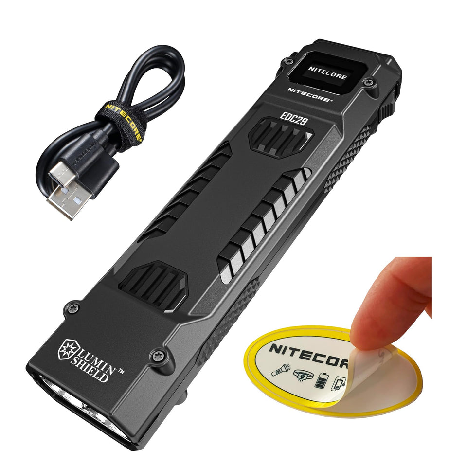 Nitecore EDC29 compact in pocket for everyday carry.