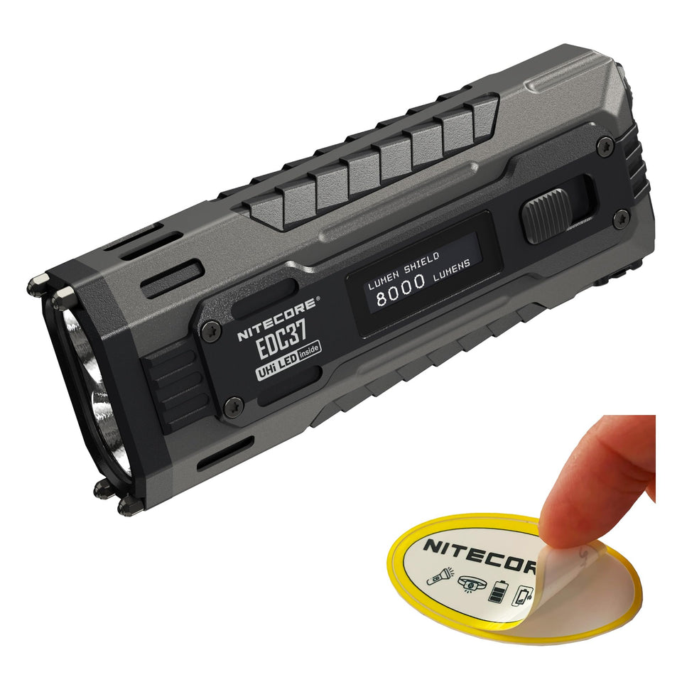 Nitecore EDC37 flat-shape front view, ideal for pocket carry and quick access.