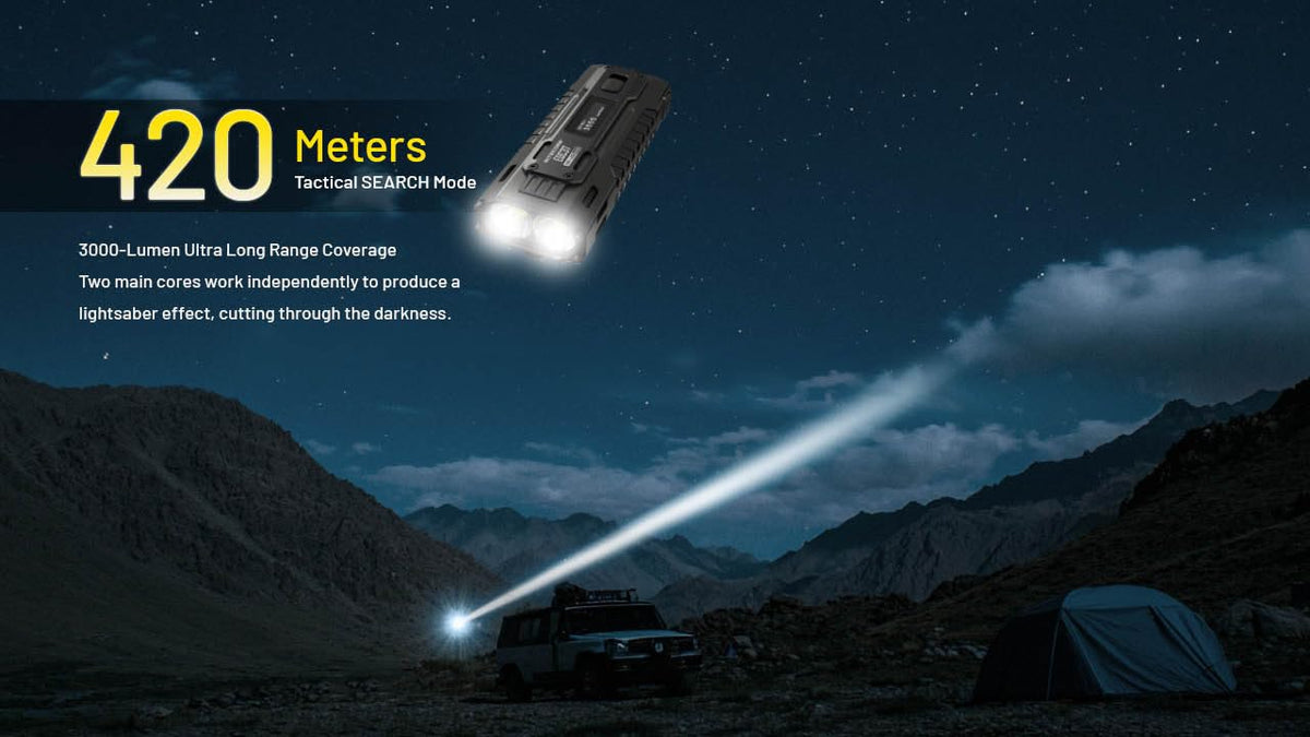 Nitecore EDC37 OLED display shows real-time lumen and runtime.