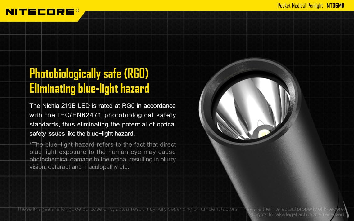 NITECORE MT06MD low 4-lumen mode minimizes glare during exams