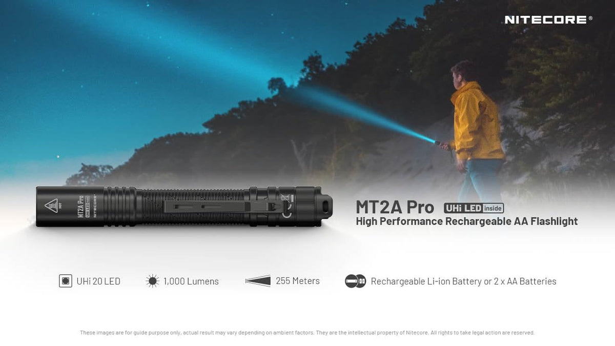Nitecore MT2A Pro USB-C rechargeable design enables easy charging.