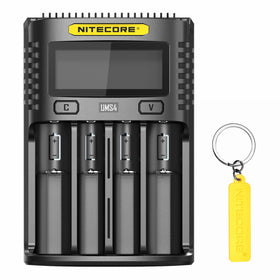 NITECORE UMS4 LCD display shows battery health and charging status for precise monitoring.