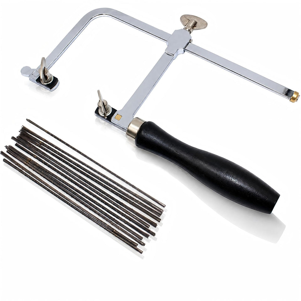 NIUPIKA jeweler's saw frame with black handle enables precise, adjustable cutting.