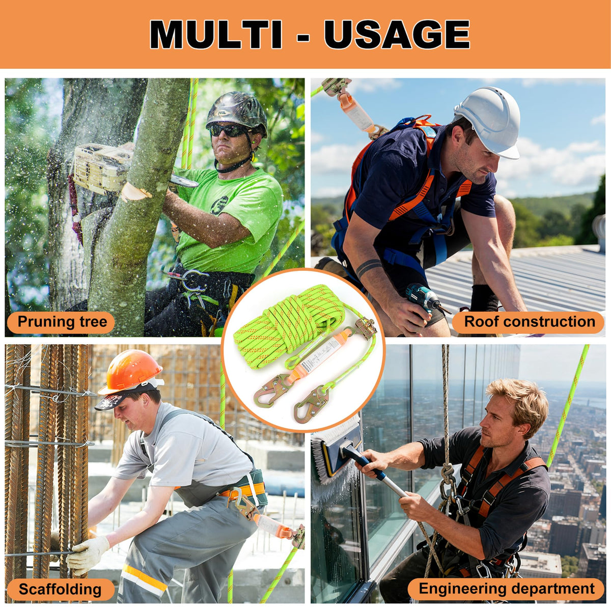 NIUSIDA CE EN355 compliant safety gear for climbing and inspections.