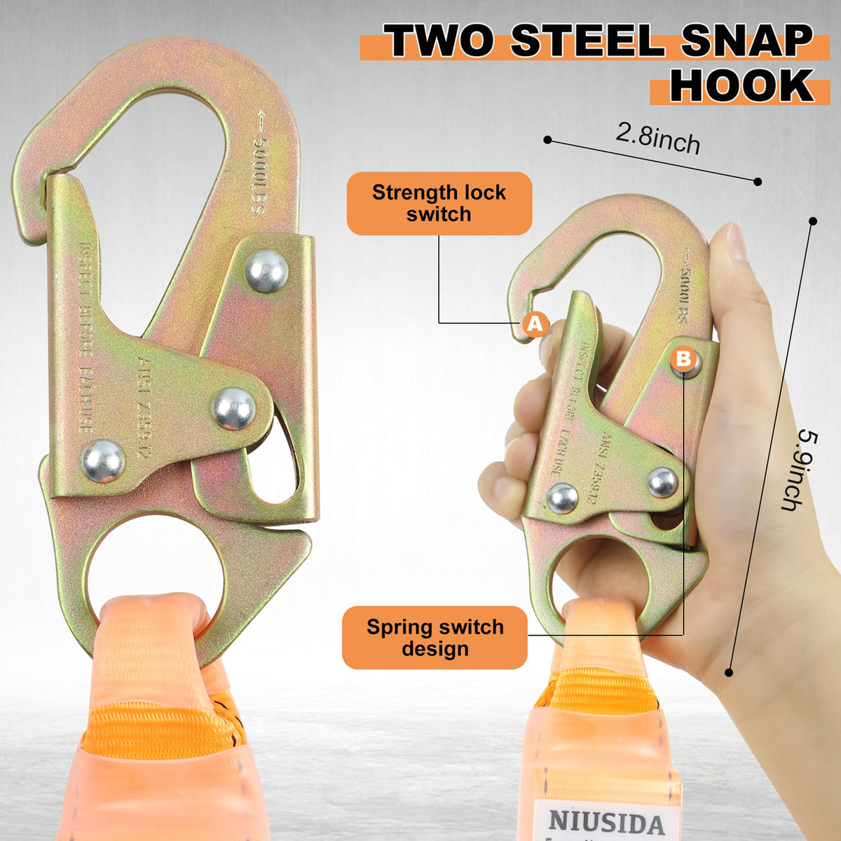 NIUSIDA heavy-duty vertical rope 0.55 inch diameter provides strong support.