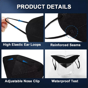 NIWOPO KN95 mask in breathable black material for all-day comfort.