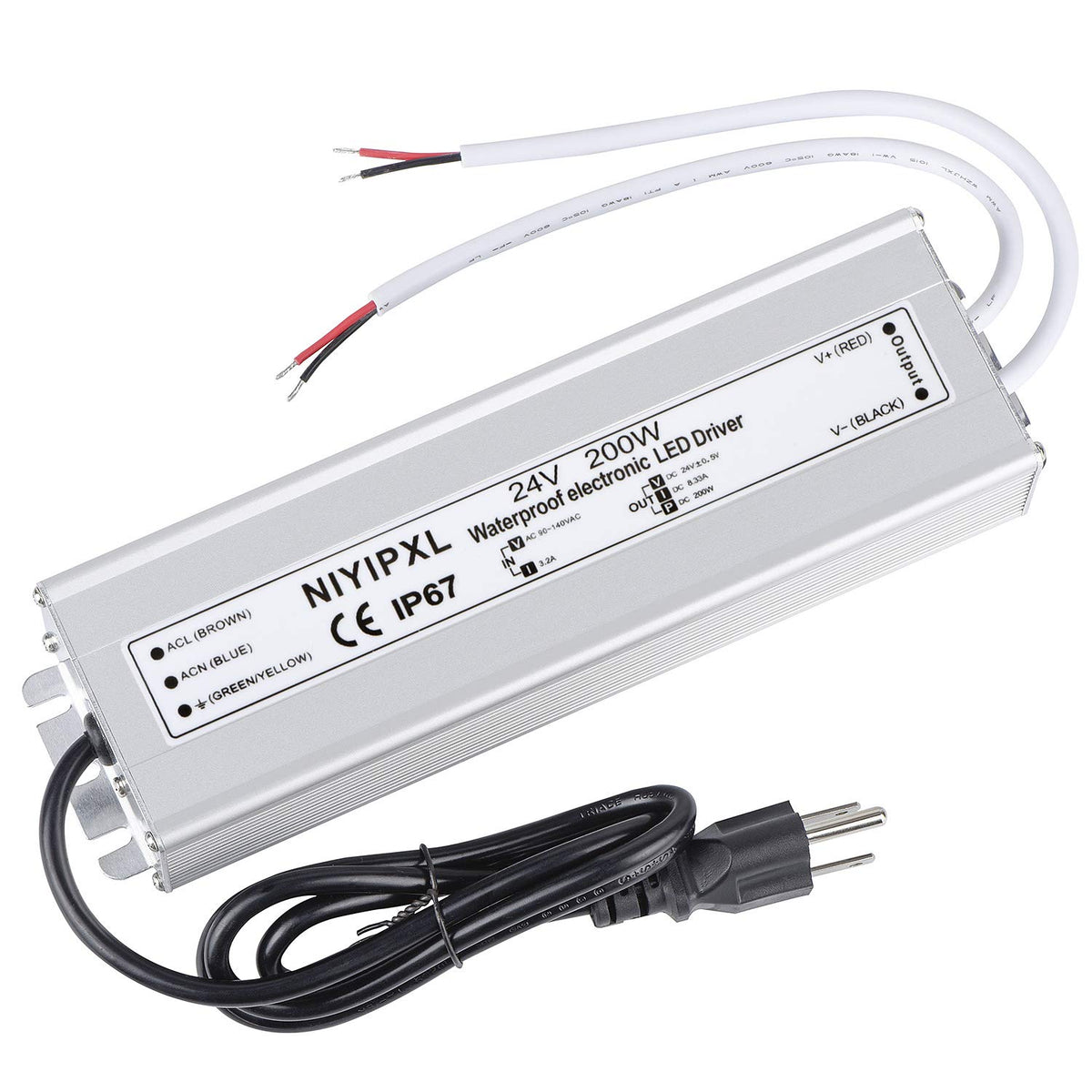 NIYIPXL LED Driver 200W outdoor IP67, rugged enclosure for outdoor LED power