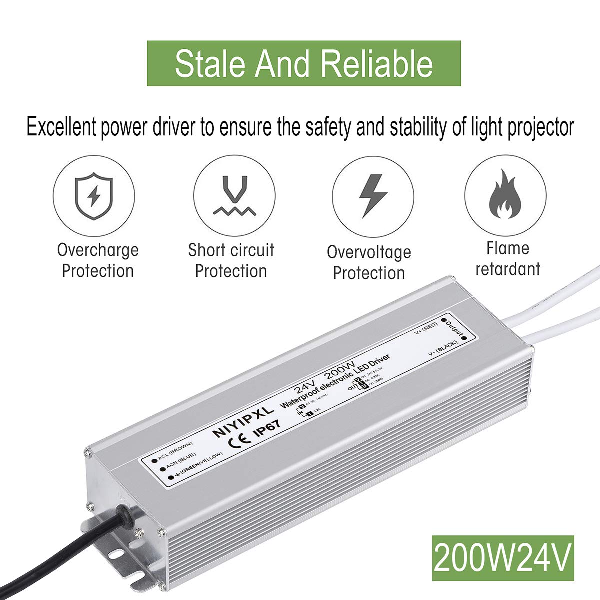 NIYIPXL LED Driver 24V DC connection for stable LED power delivery