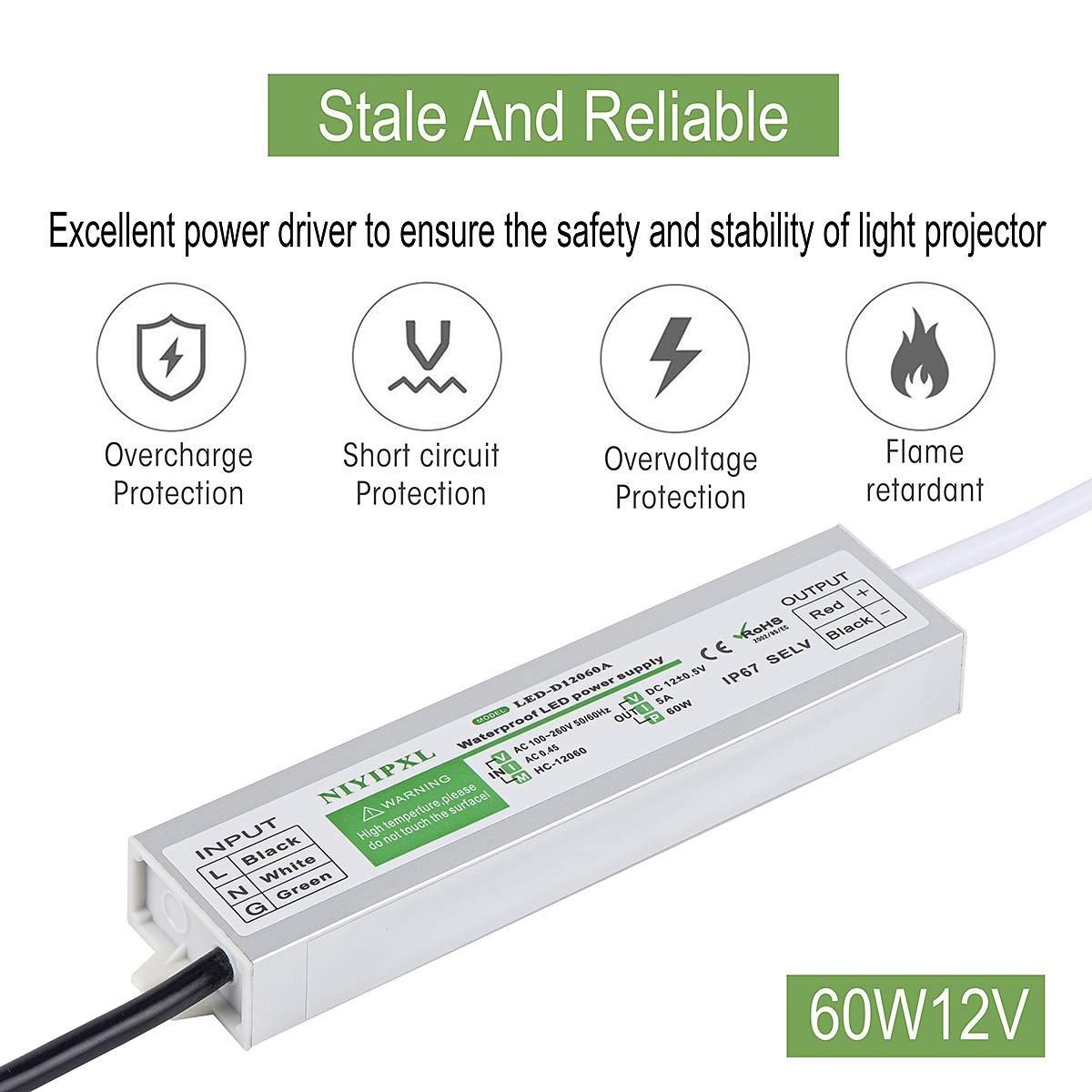 NIYIPXL LED Driver aluminum housing aids heat dissipation in outdoor setups