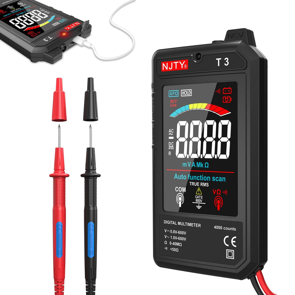NJTY T3 front view showing compact ultra-thin design for handheld testing