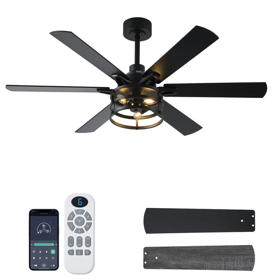 NKPU 52-inch farmhouse ceiling fan with light and remote adds stylish ambience to any living area.