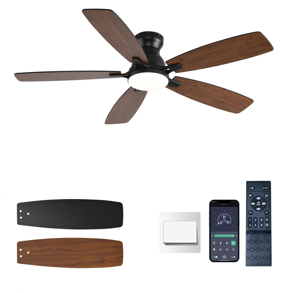 NKPU 52-inch brown ceiling fan with lights for living spaces