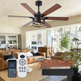NKPU 52-inch farmhouse ceiling fan with light, ideal for living rooms.