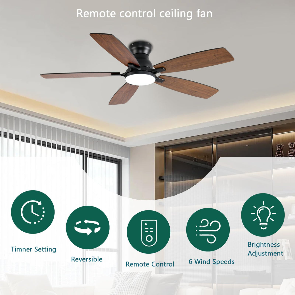 NKPU brown ceiling fan shown in living room or balcony