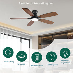 NKPU brown ceiling fan shown in living room or balcony