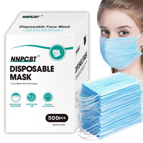NNPCBT blue disposable face mask in packaging for convenient daily use.