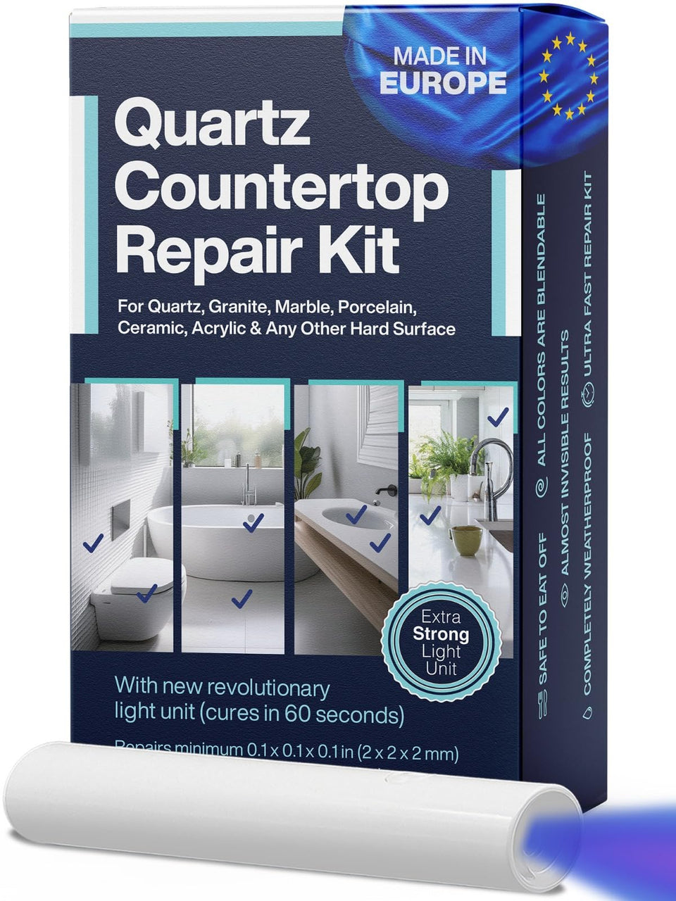 NNREPAIR quartz repair kit open box for easy DIY countertop repairs