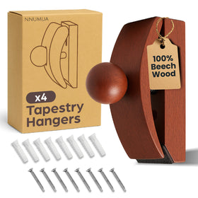 NNUMUA quilt hanger on wall in dark beech wood for secure display