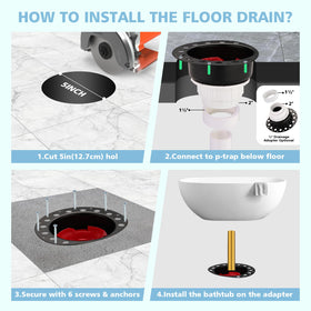 Noarixa drain rough-in kit PVC adapter enables quick, clean connections